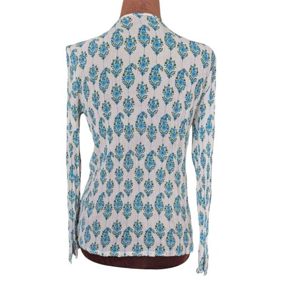 Club Monaco dainty leaf Paisley silk blend long sleeve v neck blouse siz… - Picture 10 of 11